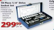 Worksman 18 Piece 1/4" Drive Socket Set-Per Set
