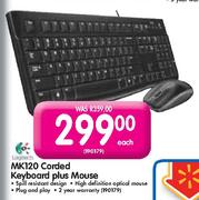 Logitech MK120 Corded Keyboard plus Mouse
