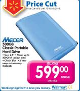 Mecer Classic Portable Hard Drive-500GB