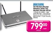 Billion 3G Modem/Router Wireless ADSL/3G Modem Router N73X