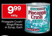 Pineapple Crush/Rings/Pieces in Syrup, Each-440g