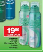 Mitchum Aerosol Deodorant For Ladies Assorted-120ml Each