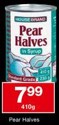 House Brand Pear Halves-410g
