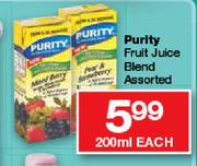 Purity Fruit Juice Blend Assorted-200ml Each
