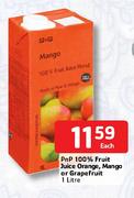 PnP 100% Fruit Juice Orange, Mango Or Grapefruit-1L Each