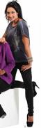 Print & Nailhead Satin Tunic