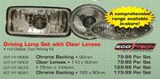Driving Lamp Set With Clear Lenses Chrome Backing-90mm