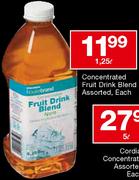 House Brand Concentrated Fruit Drink Blend Assorted Each-1.25L