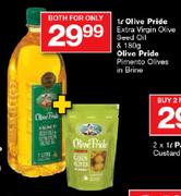 Olive Pride Extra Virgin Olive Seed Oil-1Ltr & Olive Pride Pimento Olives in Brine-180gm