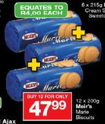 Moir's Marie Biscuits-12 x 200gm