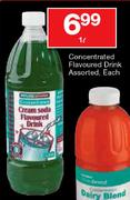 House Brand Concentrated Flavoured Drink Assorted-1ltr Each