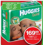 Huggies Gold Jumbo Pack Disposable Nappies New Baby Size 2-88's/Junior 5-58's Maxi 4-70's Per Pack