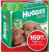 Huggies Gold Jumbo Pack Disposable Nappies Maxi 4+ -62's/Midi 3-82's Per Pack