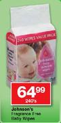 Johnson's Fragrance Free Baby Wipes-240's