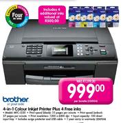Brother 4-in-1 Colour Inkjet Printer Plus 4 Free Inks(MFC-J220)-Per Bundle