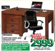 Florentine Hardford Desk and 3 Drawer Unit