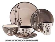 Living Art Monsoon Dinnerware Side Plate, Coffee Mug-Each