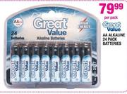 Great Value AA Alkaline 24 Pack Batteries Per Pack