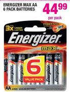 Energizer Max AA 6 Pack Batteries Per Pack