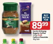 Jacobs Kronung Regular Coffee 200gm + Cadbury Chocolate 90gm Slab