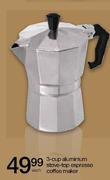 3-Cup Aluminium Stove-Top Espresso Coffee Maker-Each
