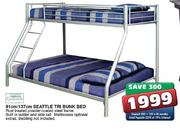 91cm/137cm Seattle Tri Bunk Bed-Each