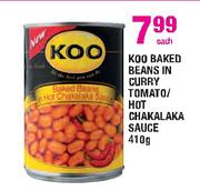 Koo Baked Beans In Curry Tomato / Hot Chakalaka Sauce-410g Each