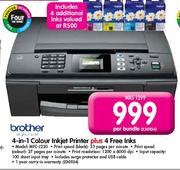 Brother 4-In-1 Colour Inkjet Printer Plus 4 Free Inks Each