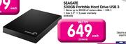 Seagate 500GB Portable Hard Drive USB 3 Each
