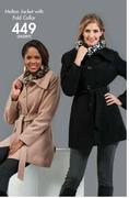Melton Jacket With Fold Collar-Each