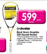 Dunlop Black Storm Graphite 500 Squash Racket-Each