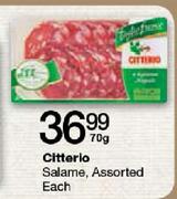 Citterio Salame Assorted-70g Each