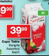 Cape Table Sangria Assorted-2Ltr Each