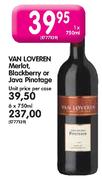 Van Lovern Merlot, Blackberry Or Java Pinotage-1X750ml