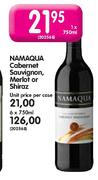Namaqua Cabernet Sauvignon, Merlot Or Shiraz-1X750ml