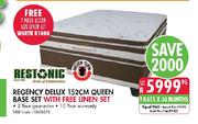 Restonic Regency Delux 152cm Queen Base Set With Free Linen Set