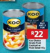 Koo Choice Grade Fruit Cocktail Or Fruit Salad- 2 x 410g