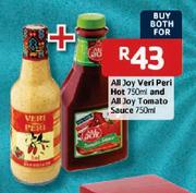 All Joy Veri Peri Hot-750ml & All Joy Tomato Sauce-750ml