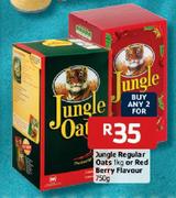 Jungle Regular Oats-2 x 1kg Or Red Berry Flavour-2 x 750g