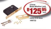 3-Lever Brass Mortice Lock-H06722 Each