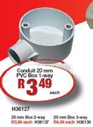 Conduit 20mm PVC Box 1-Way-H36127 Each