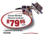 3-Lever Mortice Chrome Lockset-H32498 Each