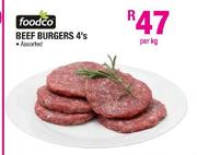 Foodco Beef Burgers Assorted-4's Per Kg