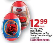 Disney Cars,Hello Kitty,Spider-Man Or Toy Story Chocolate Eggs Assorted Each