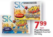 Popz Microwave Popcorn Assorted-85/100g Each