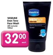 Vaseline Even Tone Face Wash-100ml Each