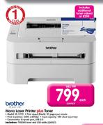 Brother Mono Laser Printer Plus Toner(HL-2130)