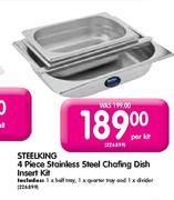 Steelking 4 Piece Stainless Steel Chafing Dish Insert Kit-Per Kit