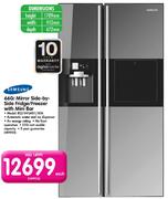 Samsung 660L Mirror Side-By-Side Fridge/Freezer With Mini Bar(RS21HFLMR1/XFA)-Each
