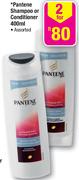 Pantene Shampoo Or Conditioner-2x400Ml Each
